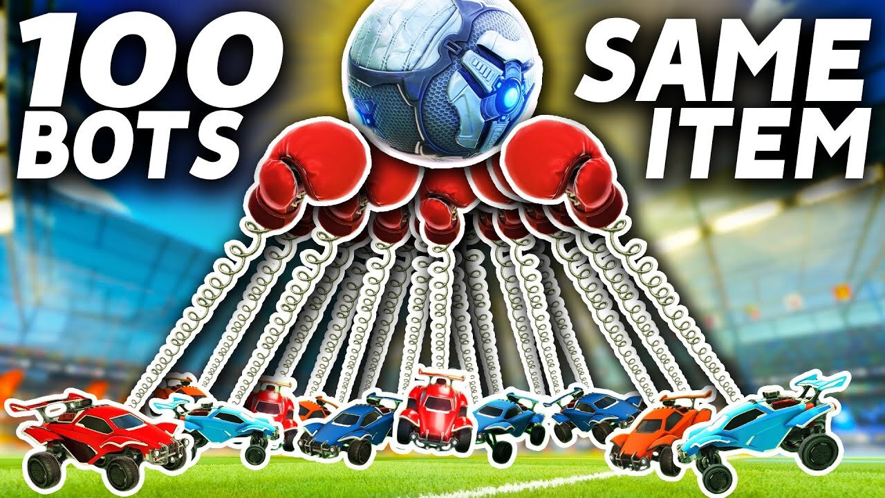 I Gave 100 Bots The Same Items #RocketLeague