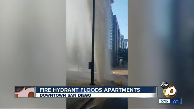 Broken fire hydrant floods Downtown SD apartments