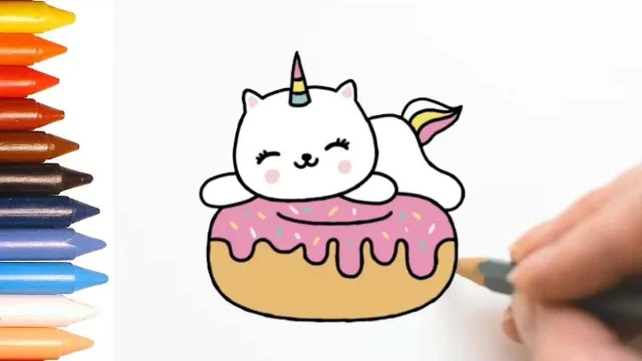 COMO DESENHAR GATO UNICÓRNIO KAWAII FÁCIL #gato #desenho #desenhofacil #kawaii