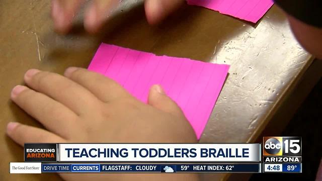 Toddlers learning braille