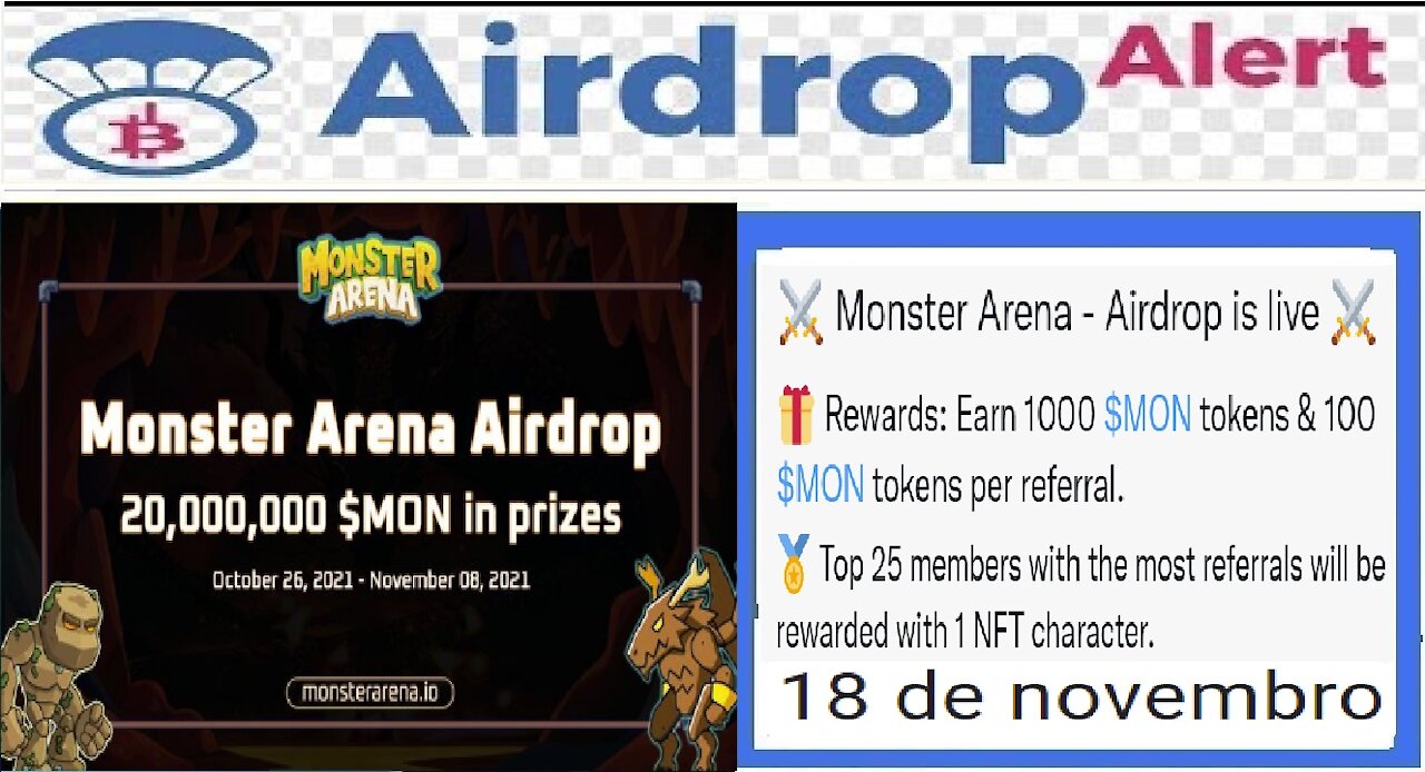 【Airdrop Monster Arena】Ganhe 1000 tokens MON | Como crescer | 100 MON por Ref | #CryptoCurrency