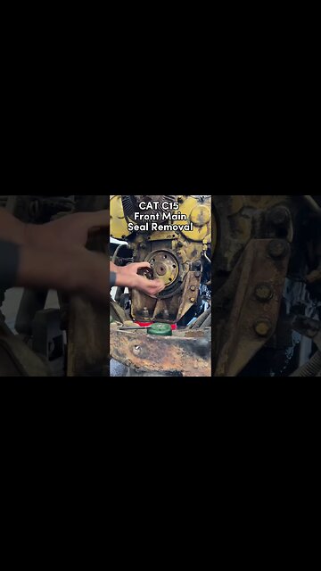 Front main seal removal - caterpillar c15 engine #shorts #caterpillar #engine
