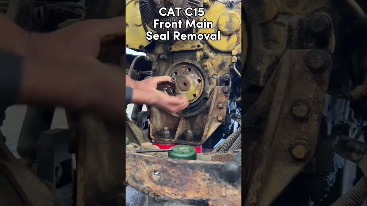 Front main seal removal - caterpillar c15 engine #shorts #caterpillar #engine