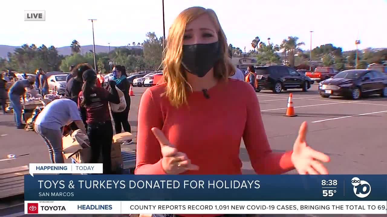 Live look at Thanksgiving meal donation at Palomar College