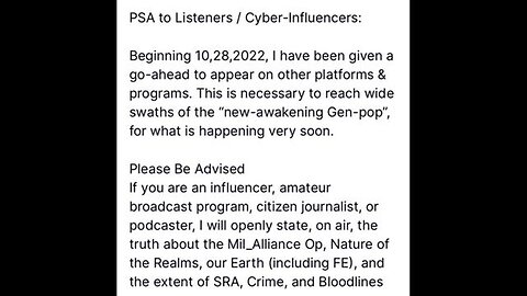 Public Announcement to Listeners and Internet Influencers