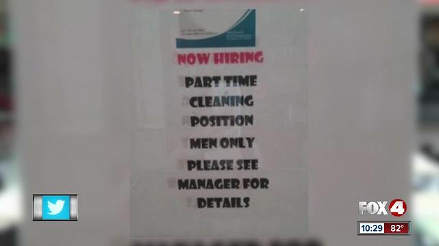 "Men only" job posting at local mall sparks controversy