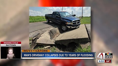 Years of flooding leads to homeowner's driveway collapse