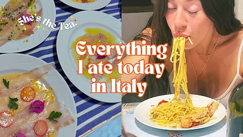 Everything I Ate in Italy Today! 🇮🇹🥐🤤 Scampi Shrimp, Huge Croissant, Fish Carpaccio & MORE