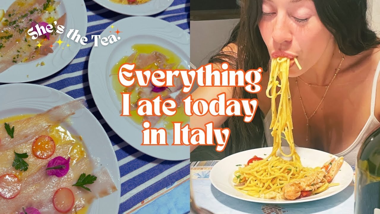 Everything I Ate in Italy Today! 🇮🇹🥐🤤 Scampi Shrimp, Huge Croissant, Fish Carpaccio & MORE