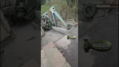 Ukrainian IMR 2 (engineering obstacle blocking vehicle) that fell from a bridge