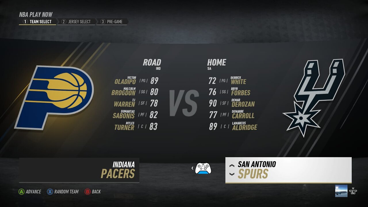 🏀NBA Live Season - Week 3 - Indiana Pacers (Road) VS (Home) San Antonio Spurs