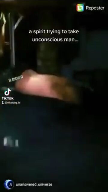 A demon spirit trying to take a unconscious