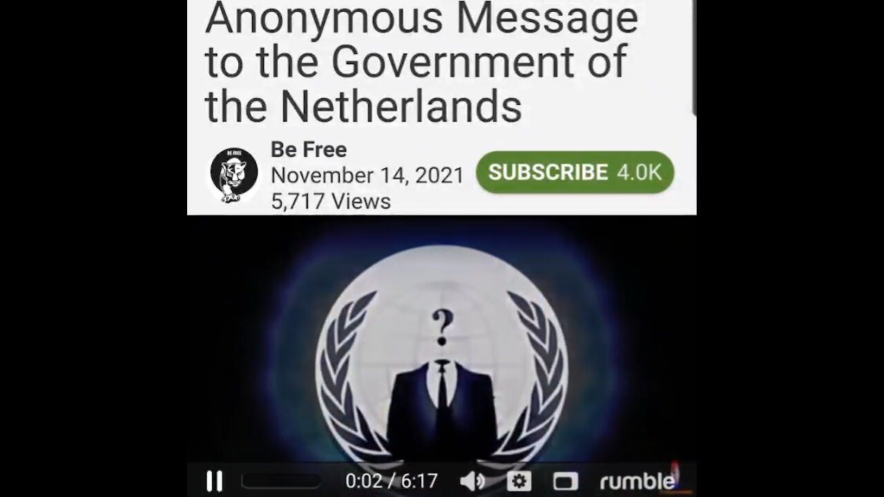 Anonymous Message to the Government of the Netherlands