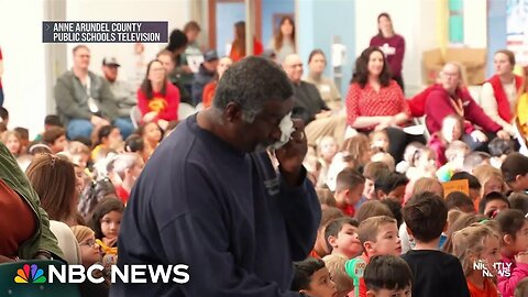 There's good news tonight about a school's big surprise for a beloved custodian