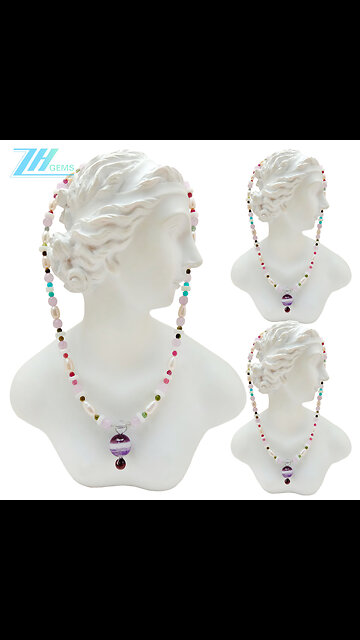 Natural turquoise mop Amethyst pearl Crystal Spodumene Kunzite Tourmaline Rubellite03