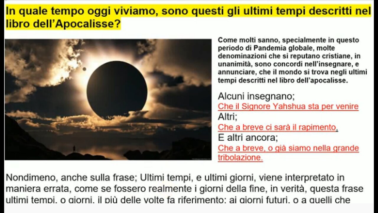 📣 In quale tempo oggi viviamo, sono questi gli ultimi tempi descritti nel libro dell’Apocalisse?