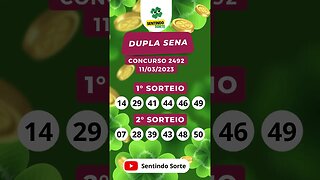 🍀 Resultado DUPLA SENA 2492 | Sentindo Sorte #shorts