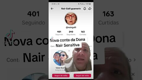 Nova conta da Nair Sensitiva no tik Tok