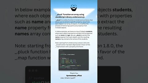 `_.pluck` function on array using JavaScript Library underscore.js ( #shorts )