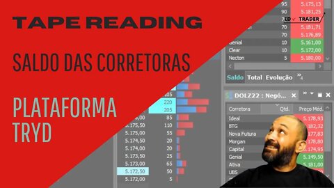 Tape reading: Configuração da ferramenta saldo das corretoras na plataforma TRYD.