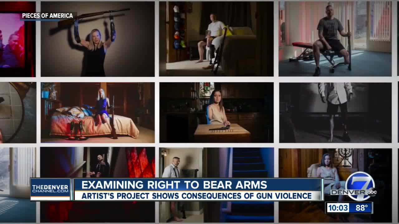 Aurora Theater Shooting survivor poses in photos exploring the cost of the right to bear arms