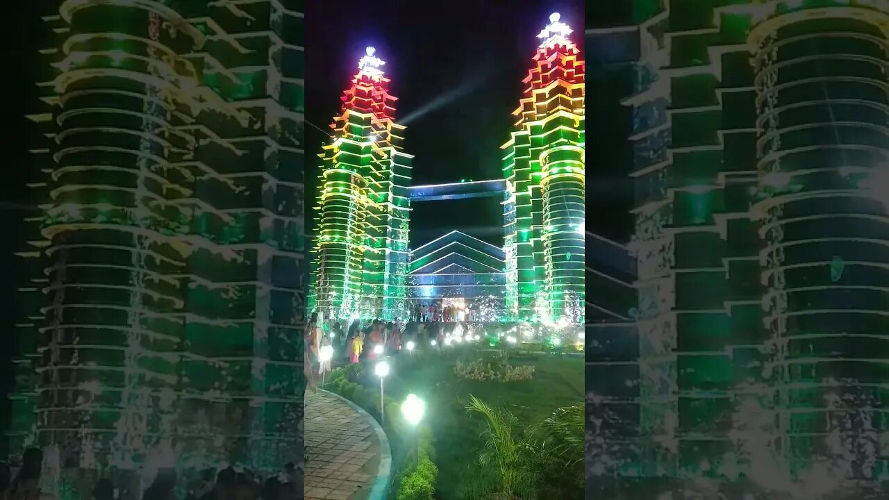 Kalyani Durga Puja pandal lighting show. Vs. Burj Khalifa Lighting Show. #Shorts.