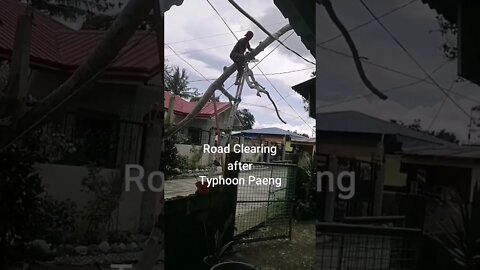 Road clearing after Typhoon Paeng
