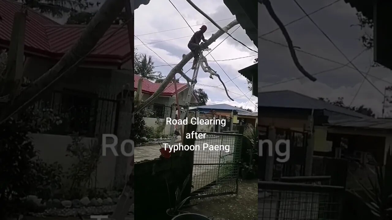 Road clearing after Typhoon Paeng
