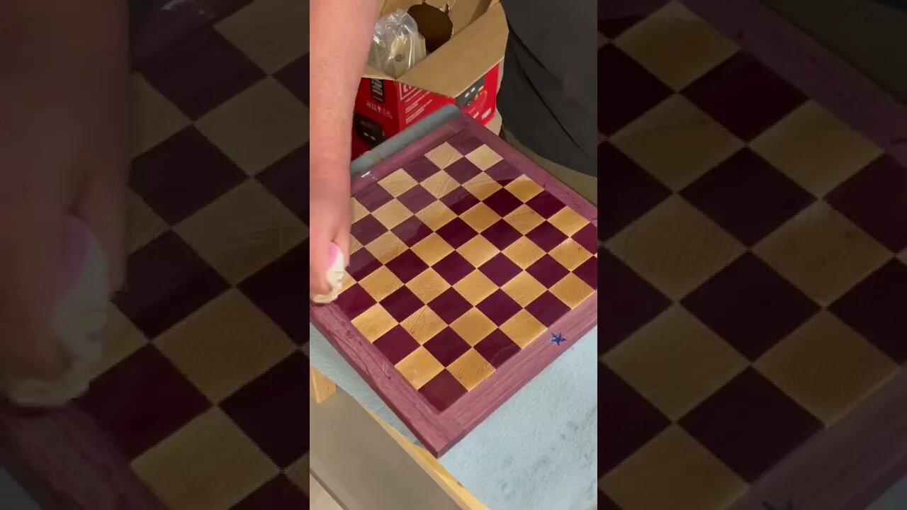 Applying Shellac to chessboard. ASMR