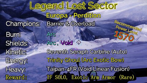 Destiny 2 Legend Lost Sector: Europa - Perdition on my Warlock 11-21-22