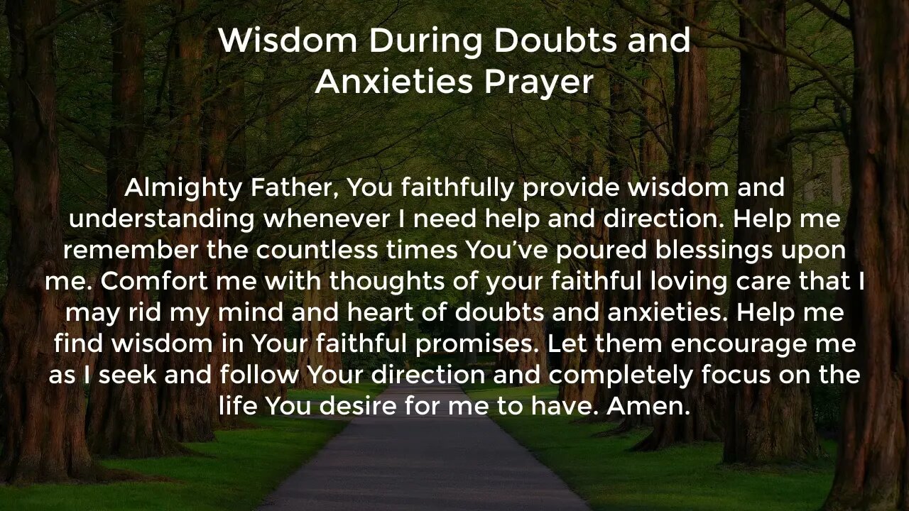 Wisdom During Doubts and Anxieties Prayer (Prayer for Wisdom and Direction)