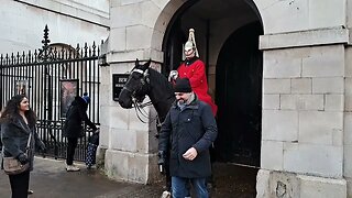 The kings guard shouts at tourist get off the reins #london