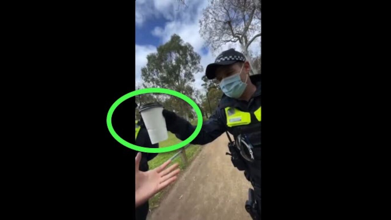 COMMISTRALIA: Police checking fluids in cup (as excuse for not wearing a mask)