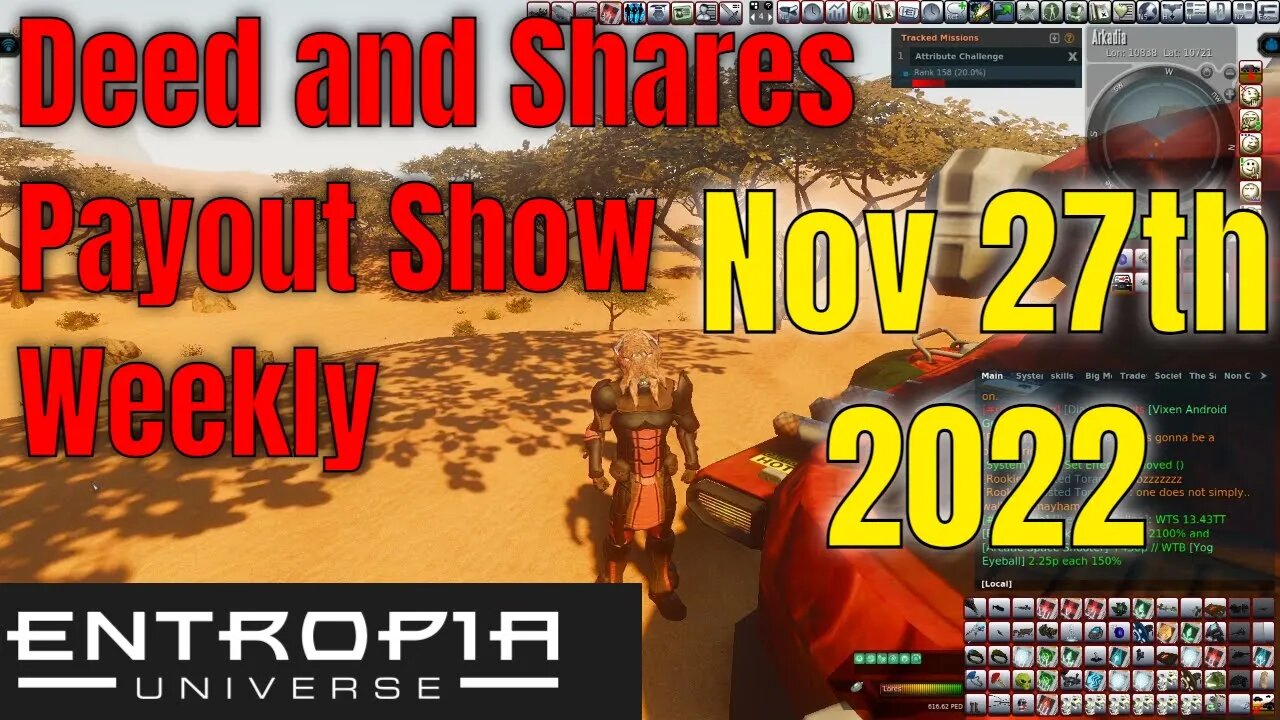 Deed and Shares Payout Show Weekly For Entropia Universe Nov 27th 2022