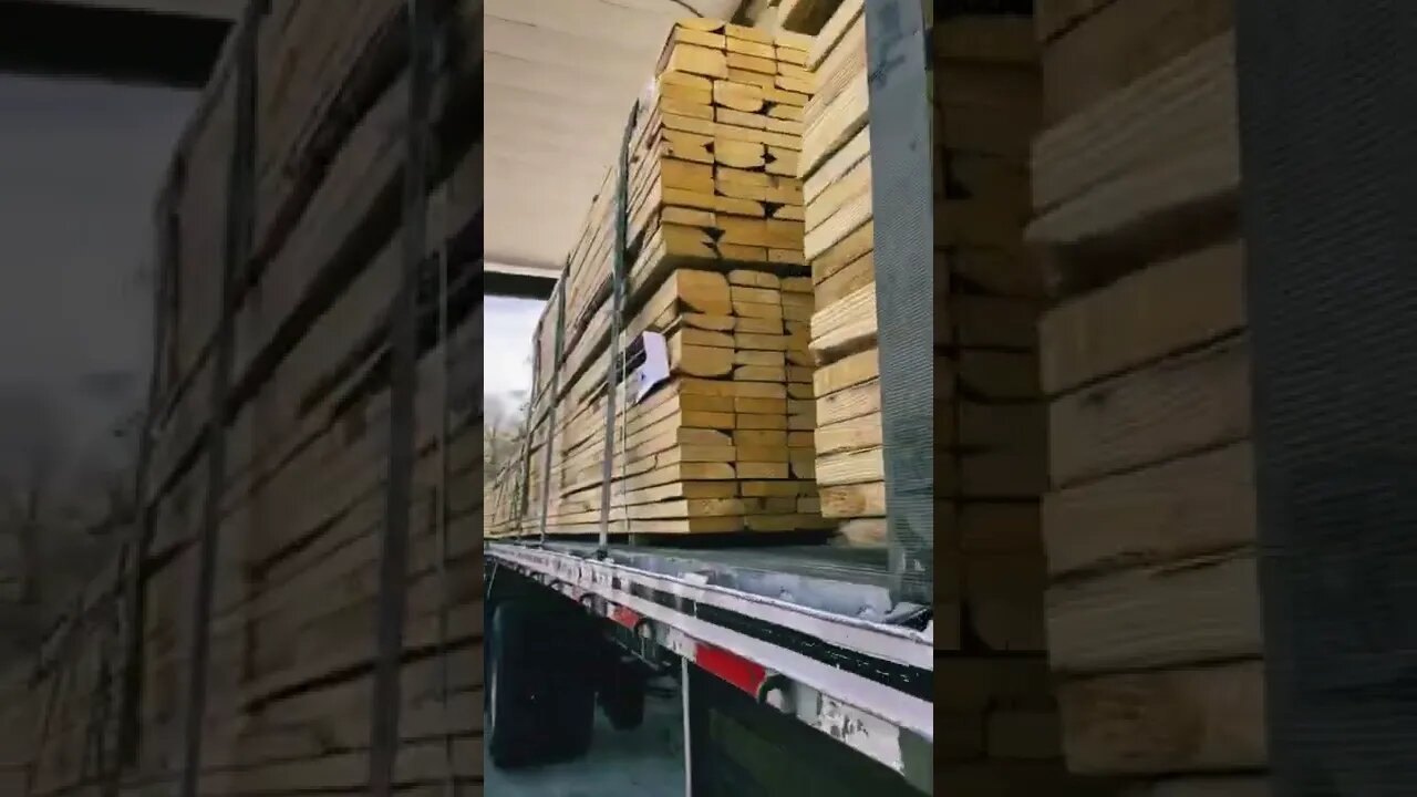 Lumber leaving the yard for delivery | Collins Trucking Co. #truckingindustry #trucking #short