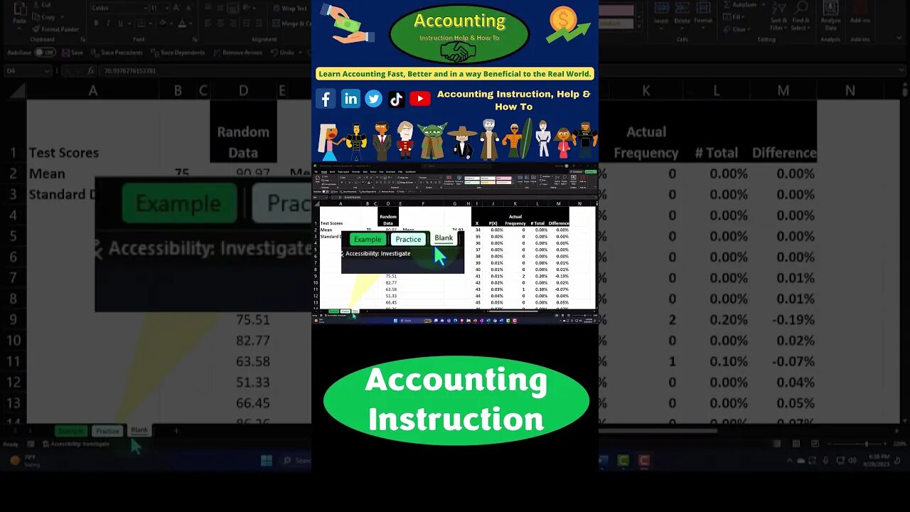 Bell Curve – Test Score Example Part 2 Statistics & Excel