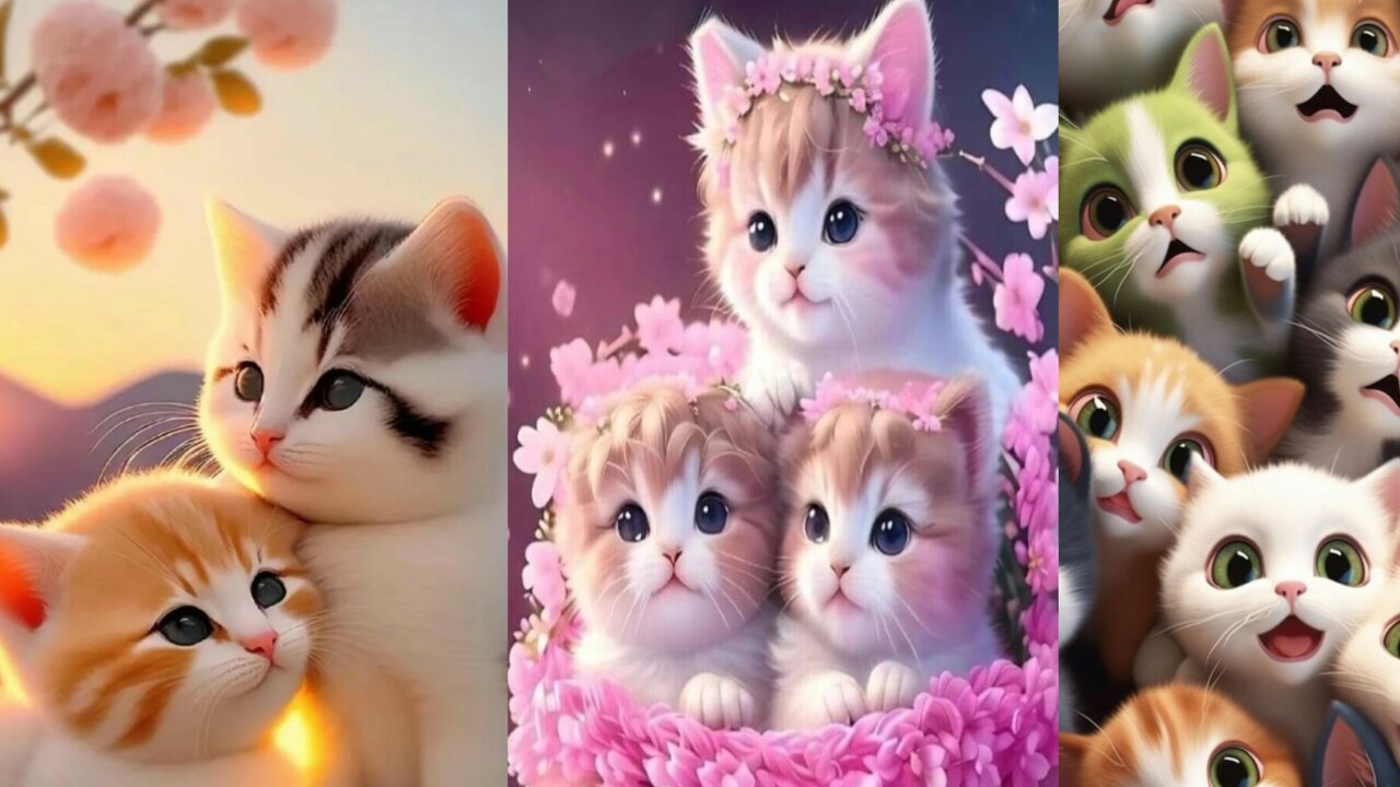 Baby cute cat animals funny and comedy music background animation videos