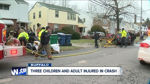 3 kids and an adult hospitalized after Buffalo crash