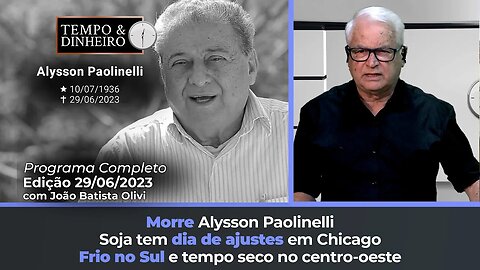 Soja tem dia de ajustes em Chicago. Morre Alysson Paolinelli nosso prêmio Nobel da Paz