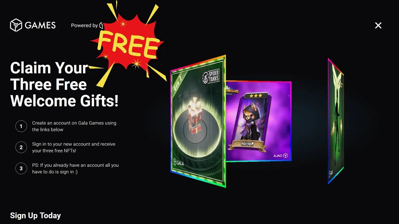 GALA: FREE NFT's Claim your 3 NFT's now!!! (Existing and New account holders)