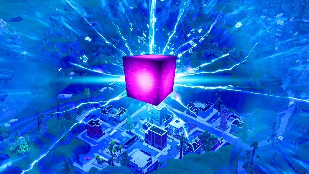 FORTNITE CUBE DESTROYS TILTED TOWERS.. (FORTNITE BATTLE ROYALE)