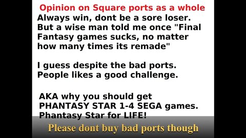 Square Enix bad ports, opinion summary