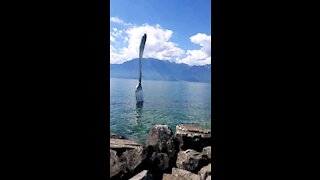 This is a Real big fork on water in Switzerland