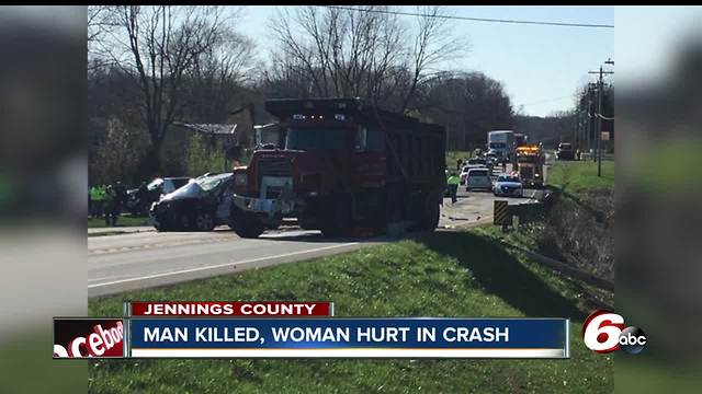 Jennings County man killed when car collides with dump truck