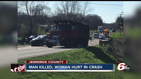 Jennings County man killed when car collides with dump truck