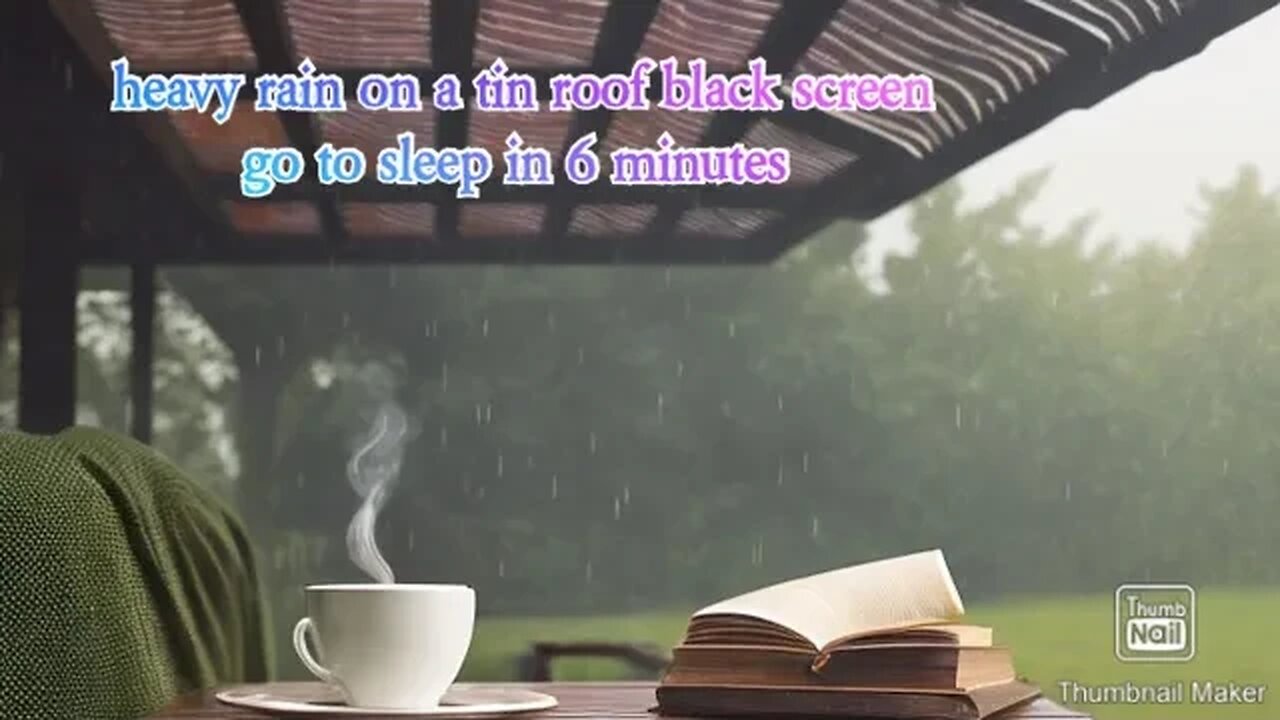 go to sleep in 6 minutes with ASMR Heavy rain on a tin roof DARK SCREEN sounds #asmr #relaxing