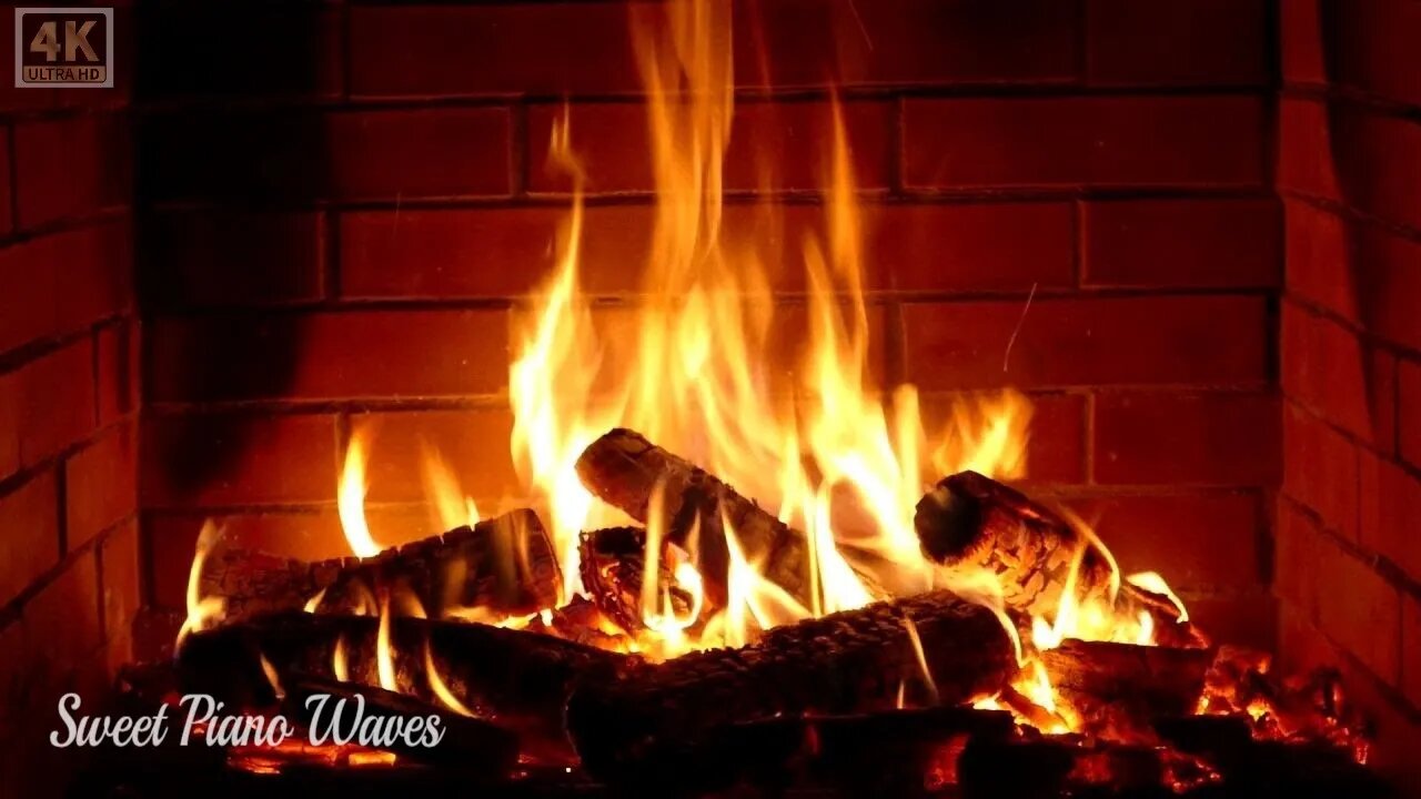 Fireplace and Relaxing Piano Music - Relax, Stress Relief, Study