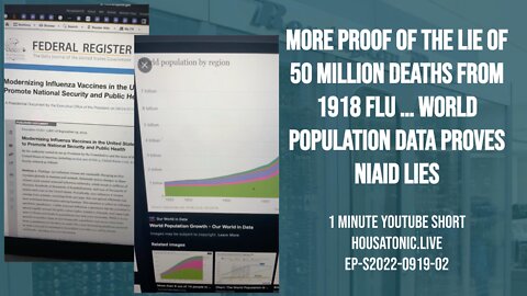 More proof of the LIE of 50 million deaths from 1918 flu … world population data proves NIAID lies