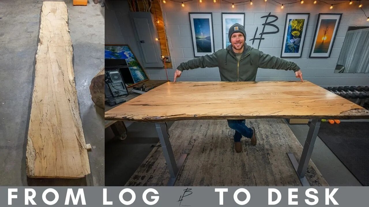 From Log To Desk - DIY Beautiful Spalted Maple Sit to Stand Desk build - My Dream Desk!