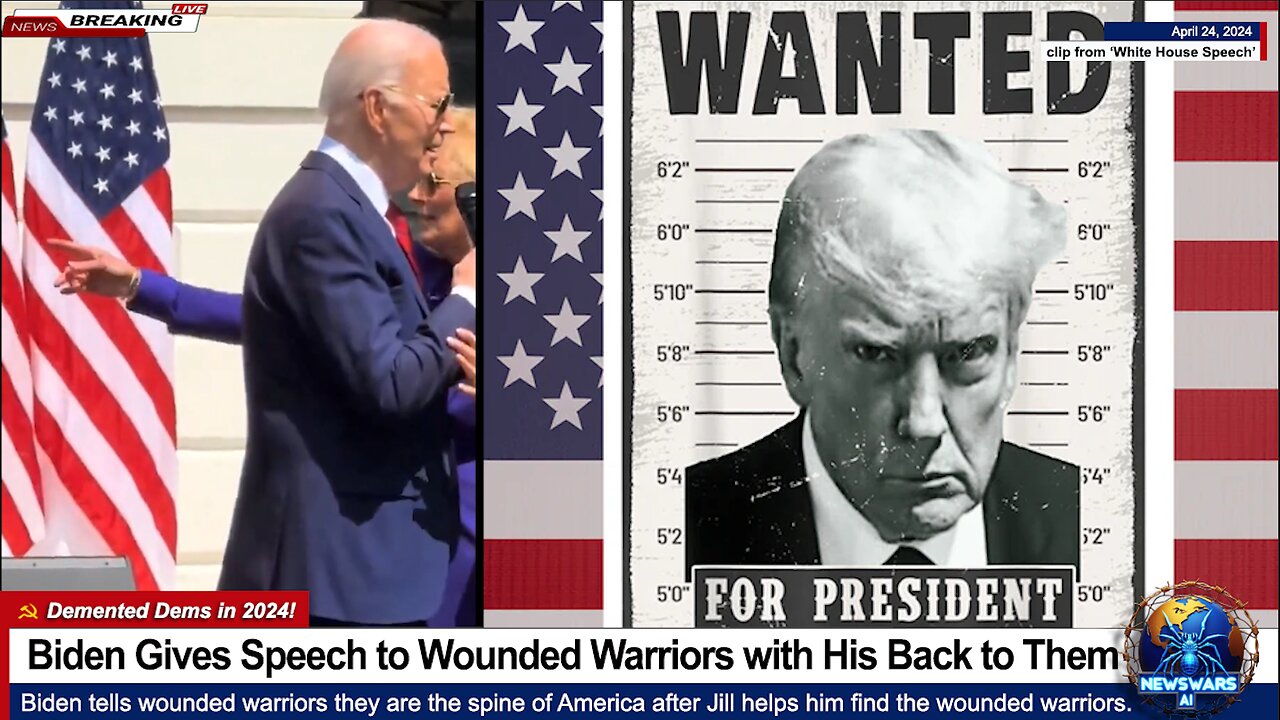 Biden Gives Speech to Wounded Warriors with His Back to Them...Until Jill Finally Turns Him Around.